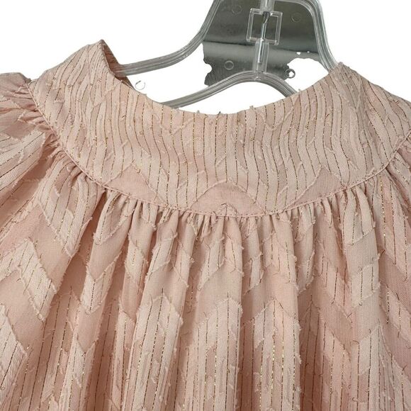 Opening Ceremony Top Pink Size S Short Sleeve Puff Ruffle Gold Thread Bow Back - Picture 5 of 11